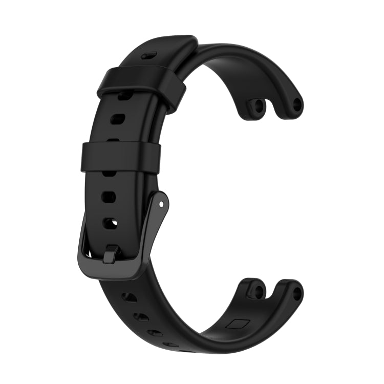 Silicone replacement watchband for Garmin Lily, black, with clasp and adjustment holes.