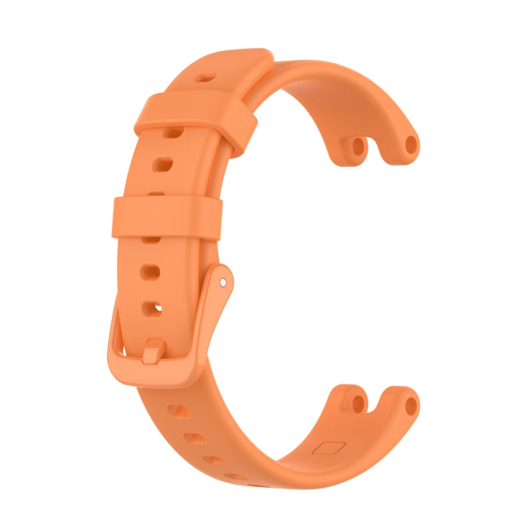 Silicone replacement watchband for Garmin Lily, orange, with clasp and adjustment holes.