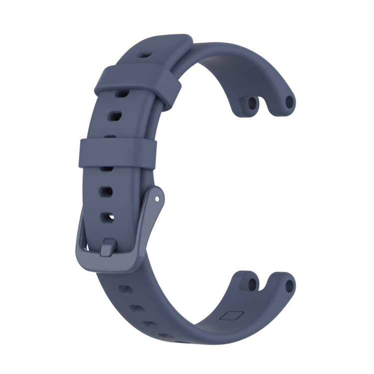 Silicone replacement watchband for Garmin Lily, blue-gray, with clasp and adjustment holes.