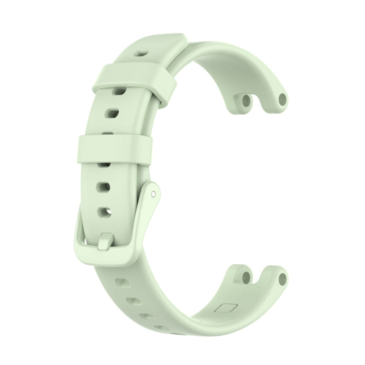 Silicone replacement watchband for Garmin Lily, light green, with clasp and adjustment holes.