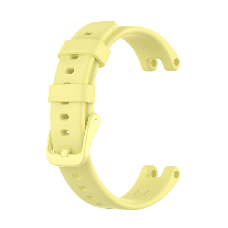 Silicone replacement watchband for Garmin Lily, yellow, with clasp and adjustment holes.