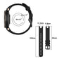 Black silicone watch band for Garmin Lily with size diagram and clasp
