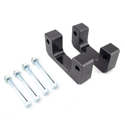 Front leveling lift kit bracket set with black steel spacers and mounting bolts