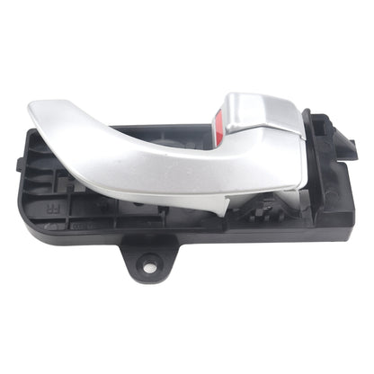 Front right inner door handle, silver handle with black housing and mounting hole