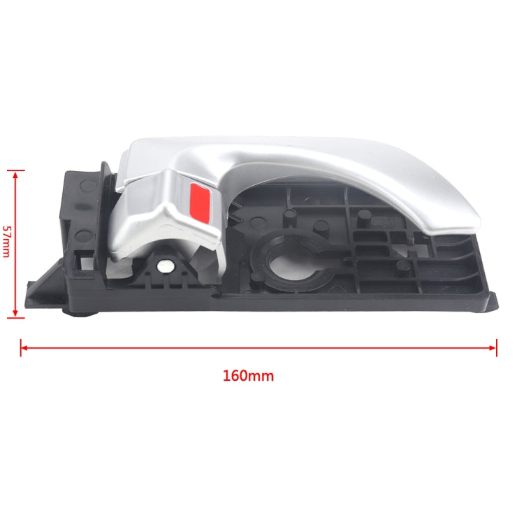 Front right inner door handle with silver lever, black housing, shown with 160mm size
