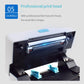 Thermal label printer with open print head mechanism and blue feed guides