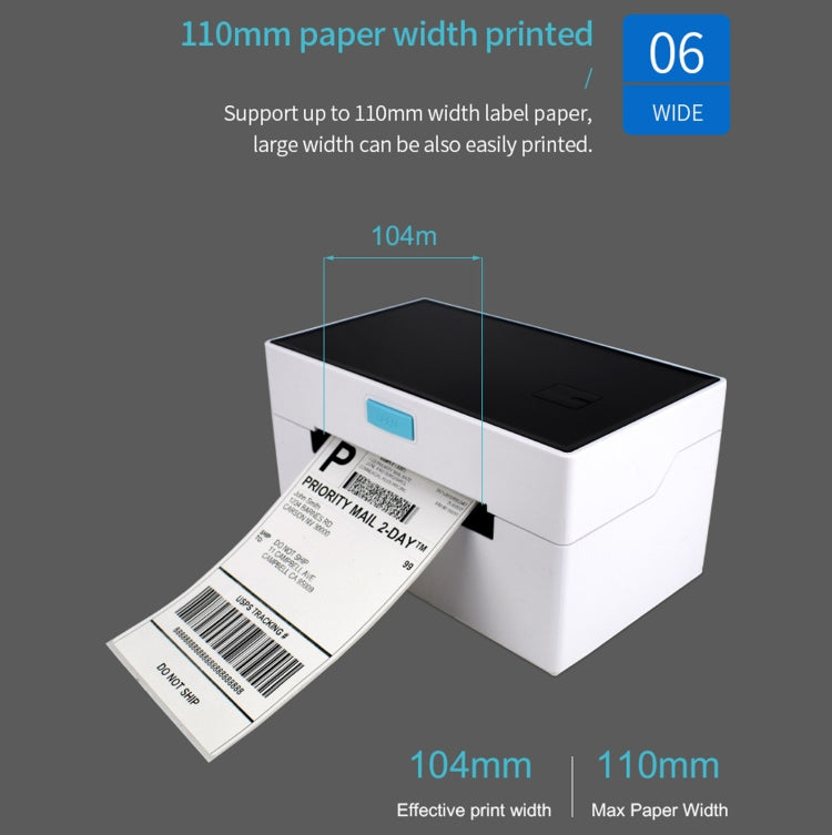 Thermal label printer feeding a self-adhesive shipping label from the output slot