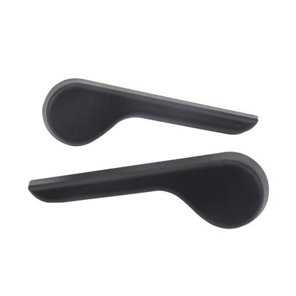 Car seat adjustment handle, dark gray plastic with curved grip and long lever