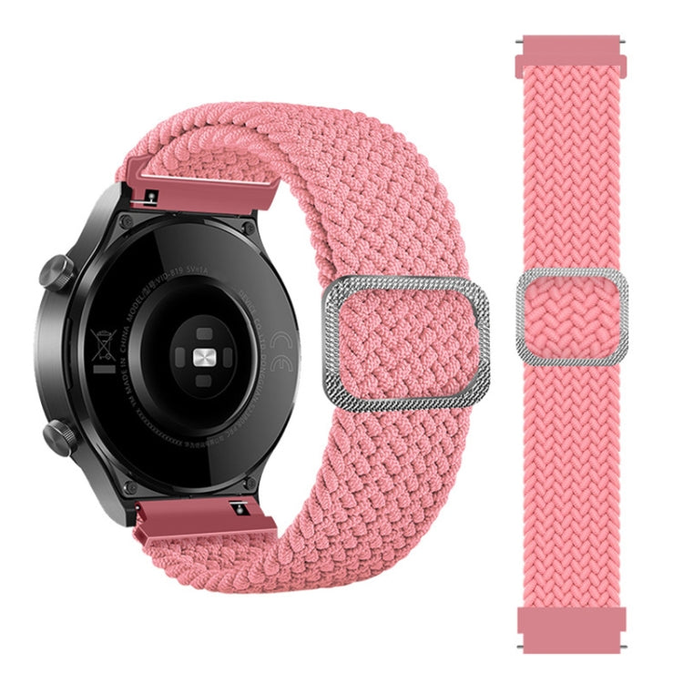 Pink braided elastic watch strap with adjustable clasp, for Galaxy Watch 3 45mm