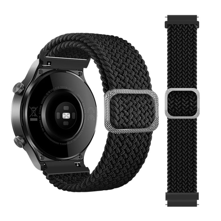 Black braided elastic watch strap with adjustable clasp, for Galaxy Watch 3 45mm
