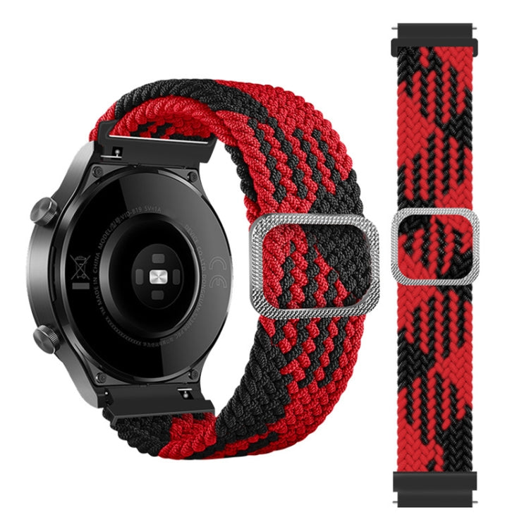 Red and black braided elastic watch strap with adjustable clasp, for Galaxy Watch 3 45mm