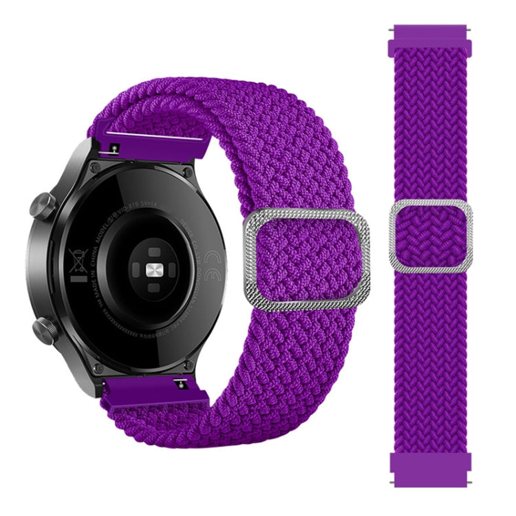 Braided nylon watch strap with adjustable clasp, purple weave