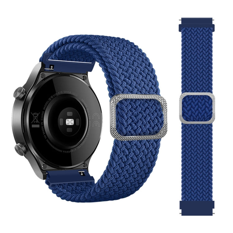 Braided nylon watch strap with adjustable clasp, navy blue weave