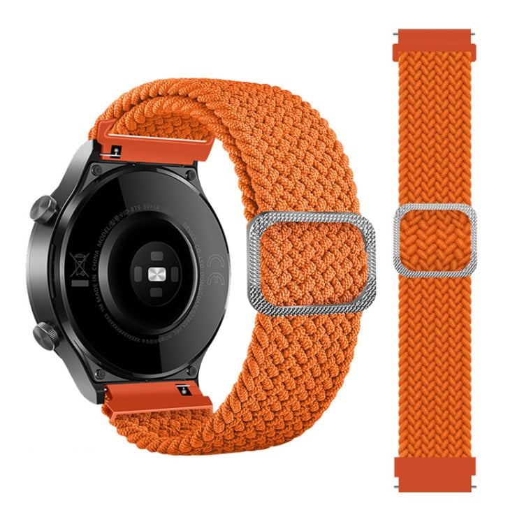 Braided nylon watch strap with adjustable clasp, orange weave