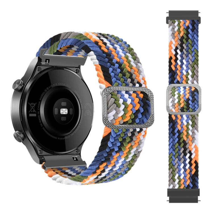 Braided nylon watch strap with adjustable clasp, multicolor zigzag weave
