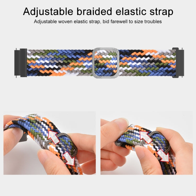 Braided nylon watch strap with adjustable clasp, multicolor woven band