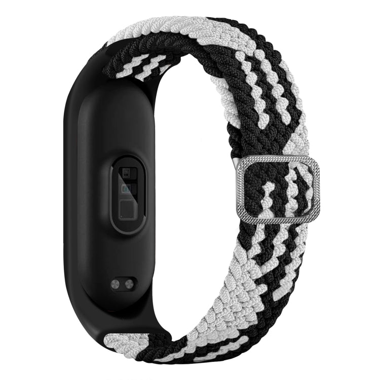 Black and gray braided nylon watchband with adjustable clasp, for Xiaomi Mi Band 6/5/4
