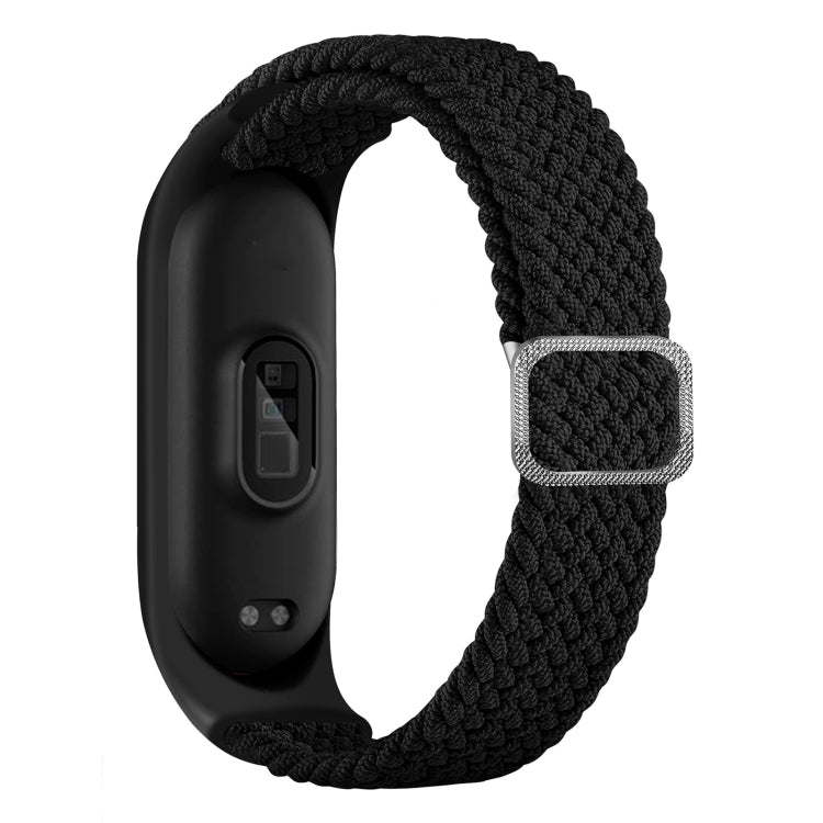 Black braided nylon watchband with adjustable clasp, for Xiaomi Mi Band 6/5/4