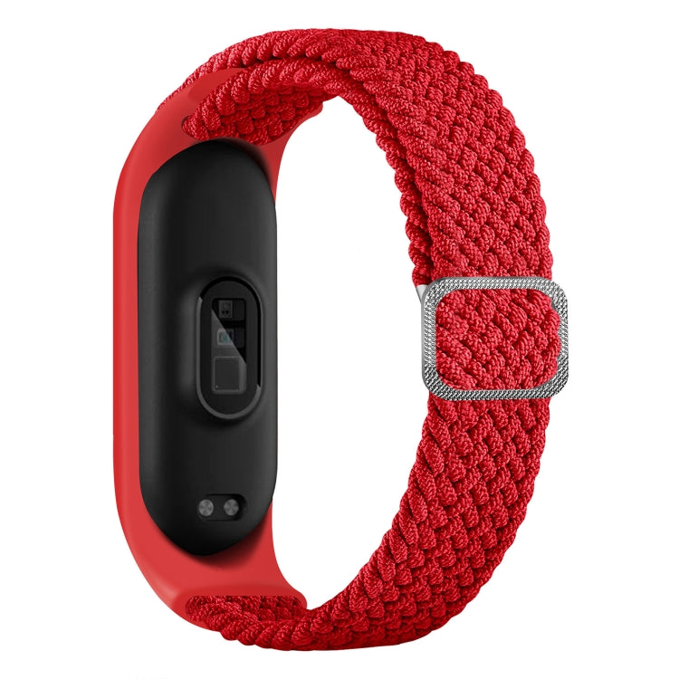 Red braided nylon watchband with adjustable clasp, for Xiaomi Mi Band 6/5/4