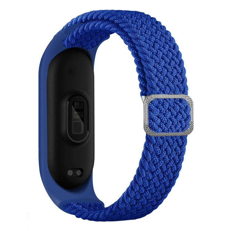 Braided nylon watchband strap in blue with metal buckle for fitness tracker