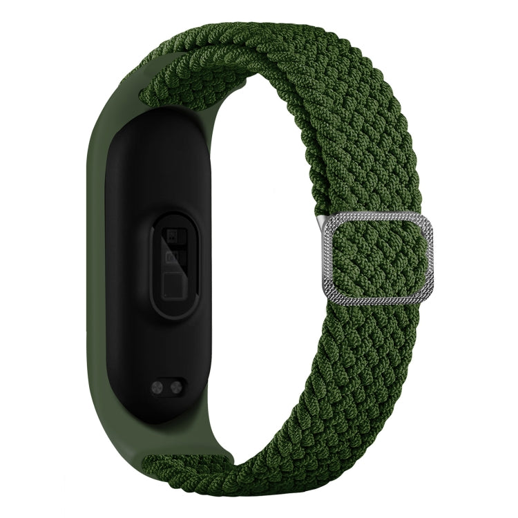 Braided nylon watchband strap in green with metal buckle clasp
