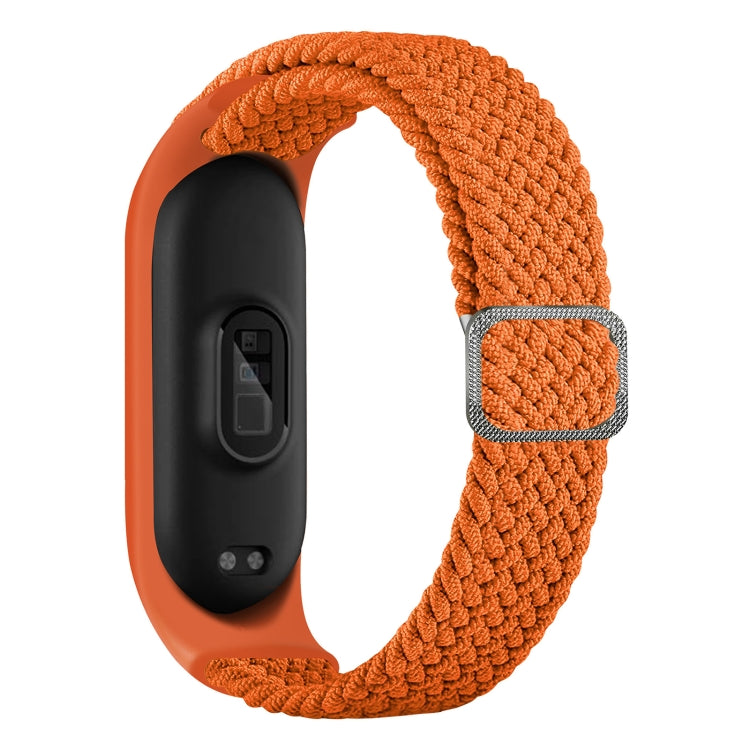 Braided nylon watchband strap in orange with metal buckle clasp