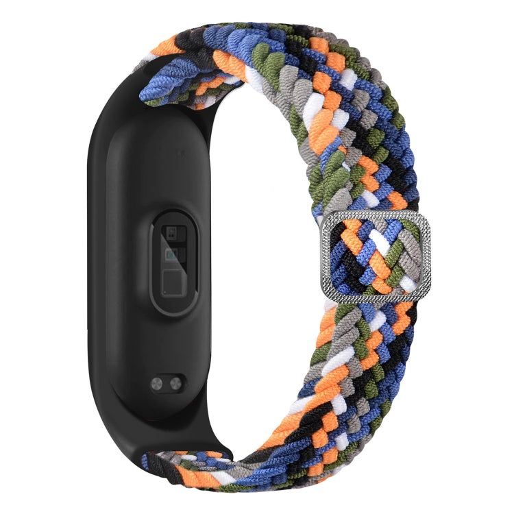 Braided nylon watchband strap with multicolor zigzag pattern and metal buckle