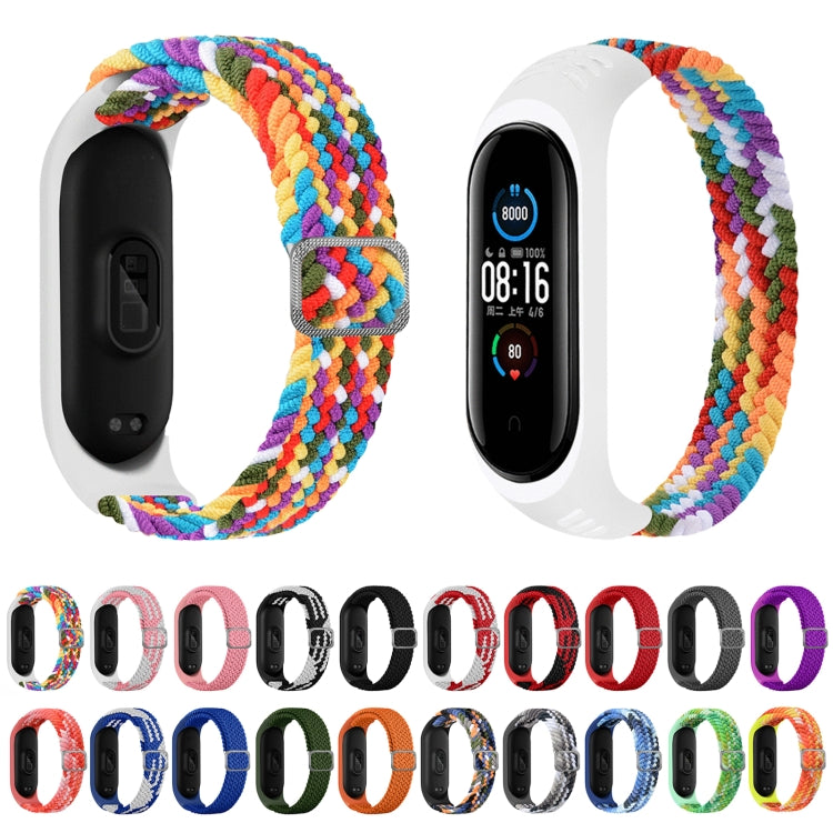 Colorful braided nylon watchband set with square metal buckle clasps