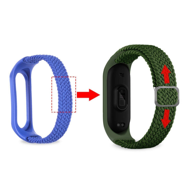 Blue and green braided nylon watchband straps with metal buckle closure