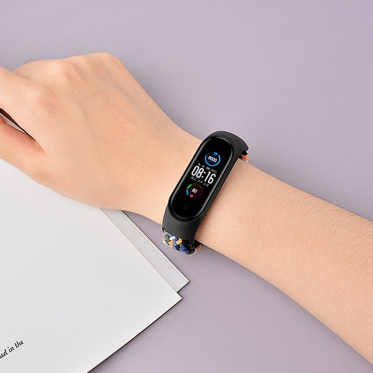 Black braided nylon watchband with adjustable clasp, for Xiaomi Mi Band 6/5/4