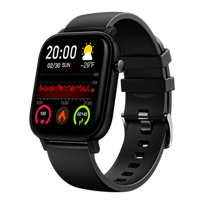 Black smartwatch bracelet with square TFT display showing health stats and charts