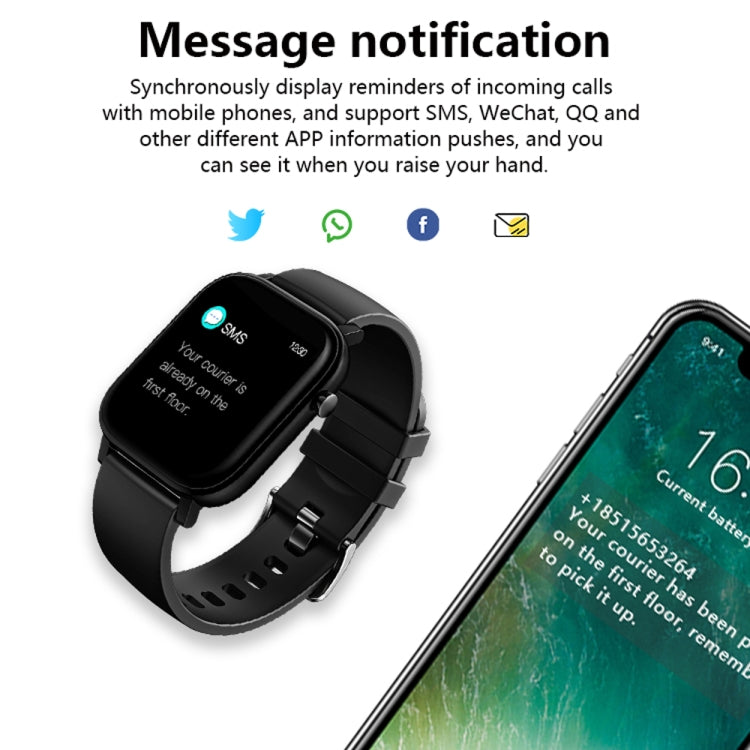 Black smartwatch bracelet with notification screen and charging-style view