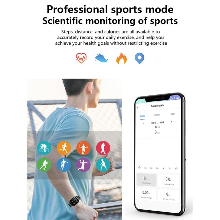 Black smartwatch bracelet showing sports mode screen