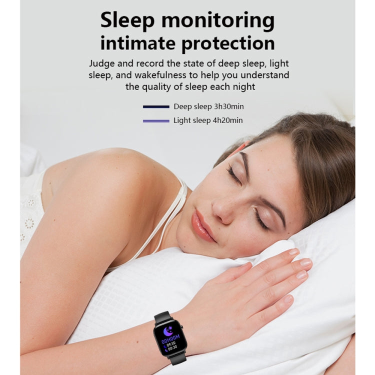 Black smartwatch bracelet worn on wrist with sleep monitoring display