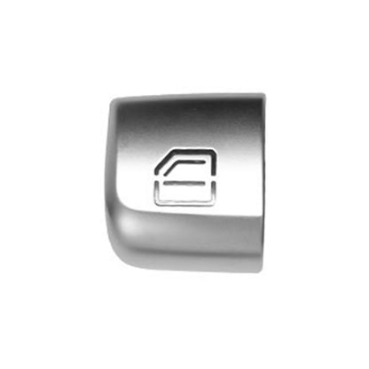 Car window lift switch button with window icon, silver trim