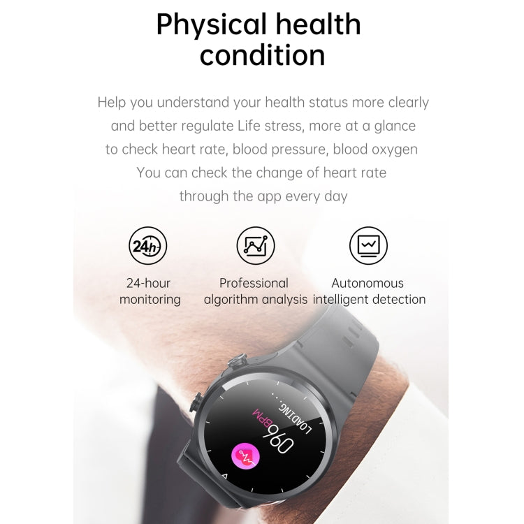 Smartwatch with black band and heart-rate display on wrist