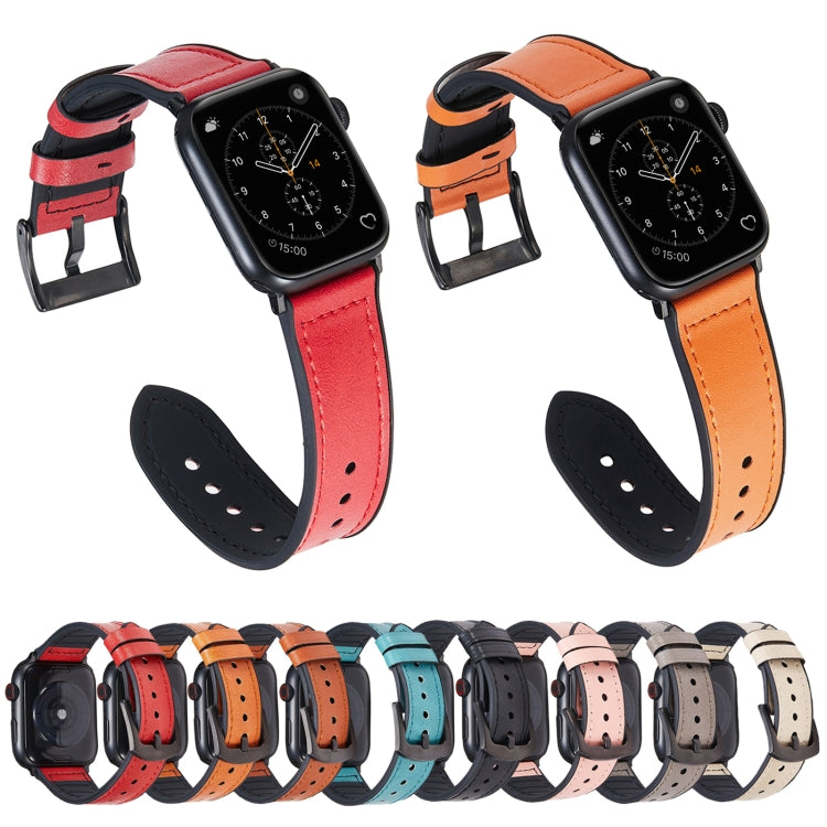 Crazy Horse Texture Leather Replacement Watchbands For Apple Watch Series, 7 45mm / 6 & SE & 5 & 4 44mm / 3 & 2 & 1 42mm, 7 41mm / 6 & SE & 5 & 4 40mm / 3 & 2 & 1 38mm