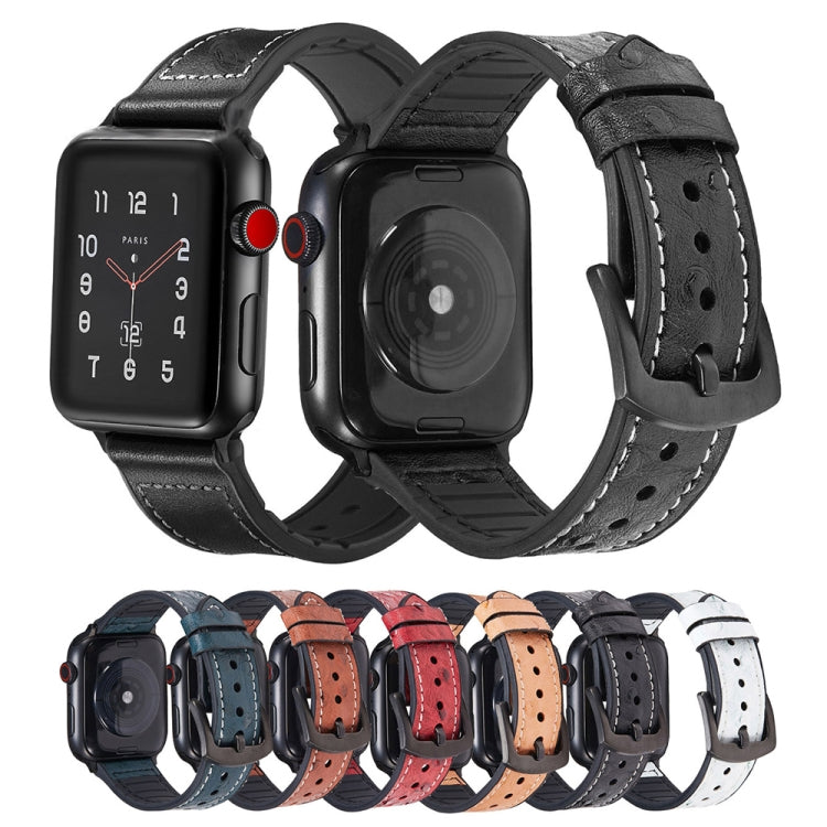 Assorted ostrich-texture leather watch bands with metal clasps and pin holes