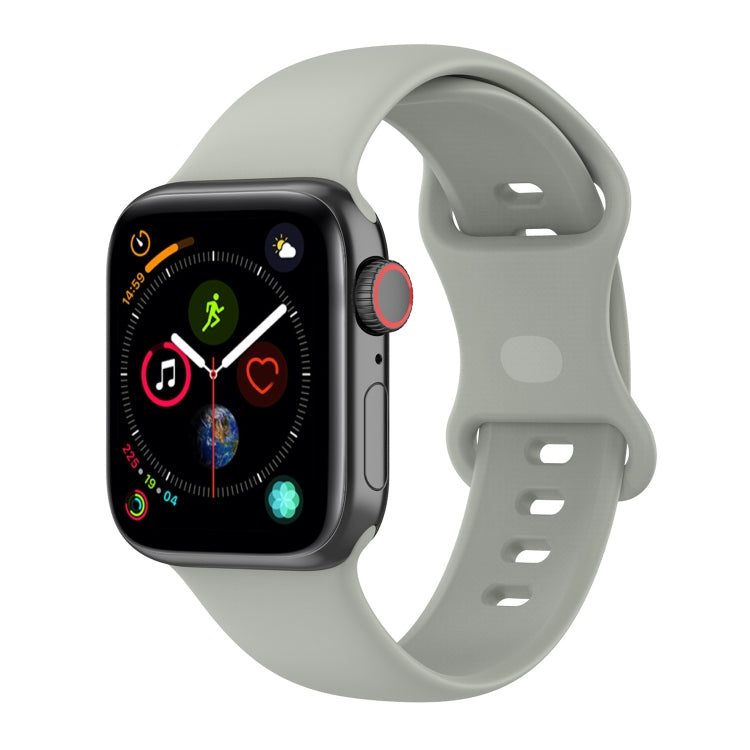 Silicone smartwatch band, light gray with perforated sport links and pin buckle loop