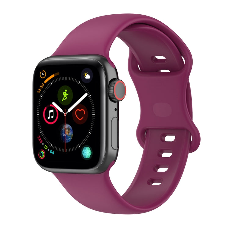 Silicone smartwatch band, purple with perforated sport links and pin buckle loop