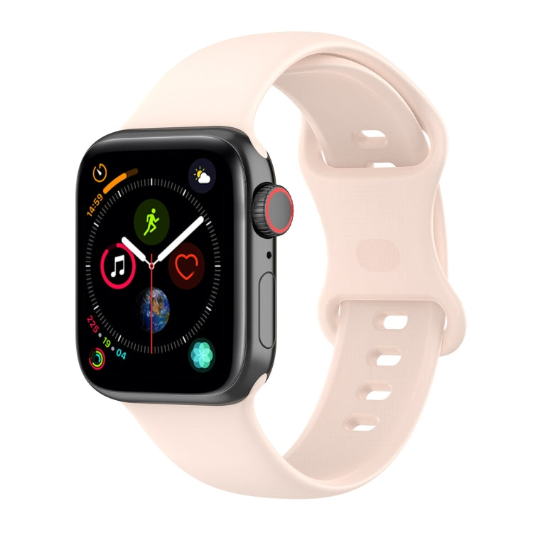 Silicone watch band for Apple Watch, blush pink with perforated strap and pin clasp