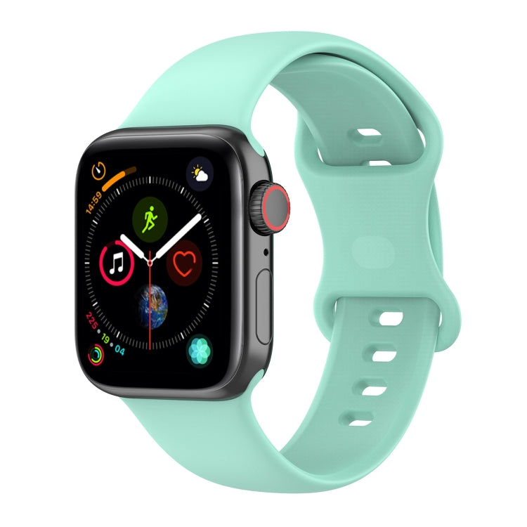 Silicone watch band for Apple Watch, mint green with perforated strap and pin clasp