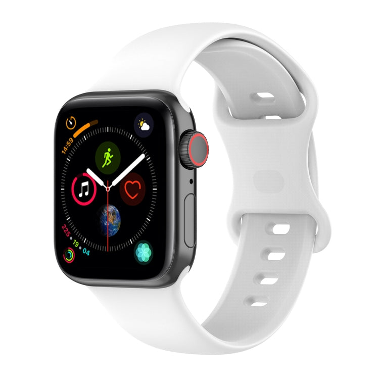 Silicone watch band for Apple Watch, white with perforated strap and pin clasp