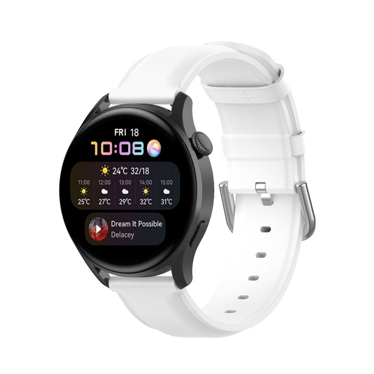 For Huawei Watch 3 / 3 Pro 22mm Round Tail Leather Replacement Strap Watchband