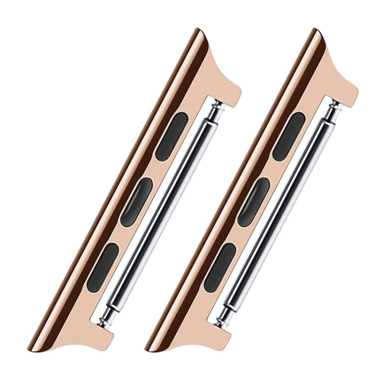Rose gold-tone watch band links with black insets and silver spring bars, 2-piece set
