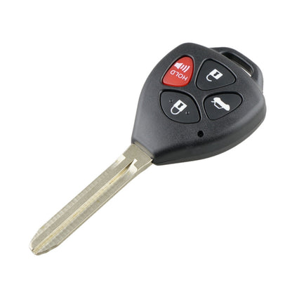 Black 4-button car key remote with metal blade and lock, unlock, trunk, panic icons
