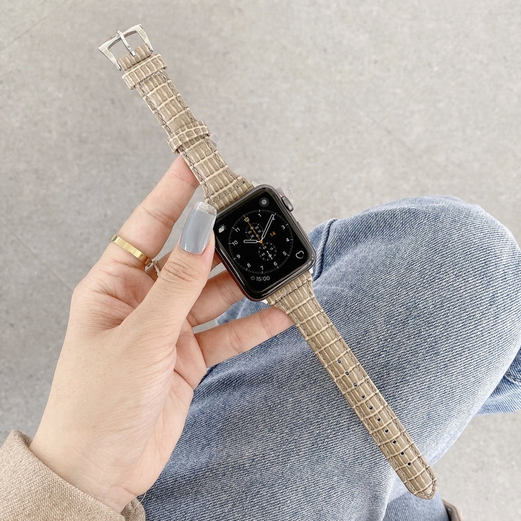Crocodile Texture Leather Replacement Strap Watchband, For Apple Watch Series 7  41mm / & 6 & SE & 5 & 4 40mm, For Apple Watch Series  7  45mm / & 6 & SE & 5 & 4 44mm