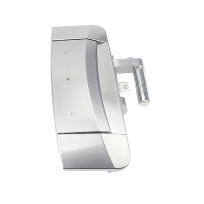 Right-side exterior door handle, silver metal with mounting hardware