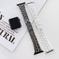 Rhombic grid ceramic watchbands, black and white, with square smartwatch and metal ends
