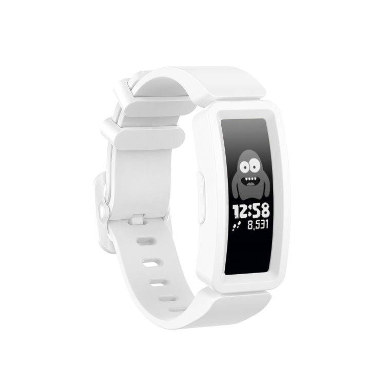 White silicone watchband wrist strap with screen holder for Fitbit Inspire HR